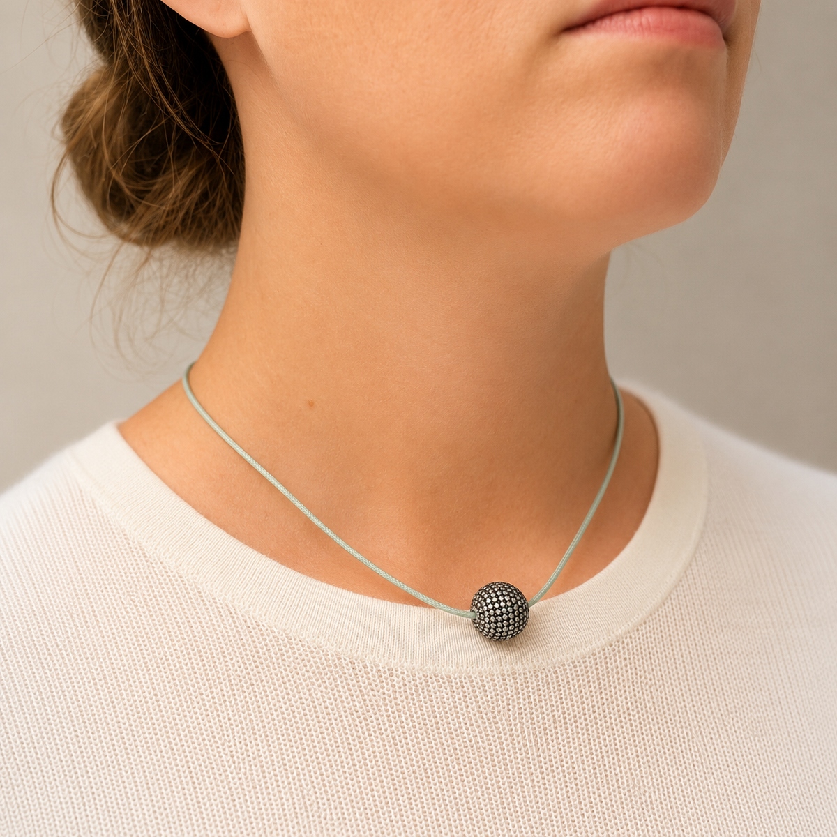 Gem Palace Pave Ball Pendant Necklace