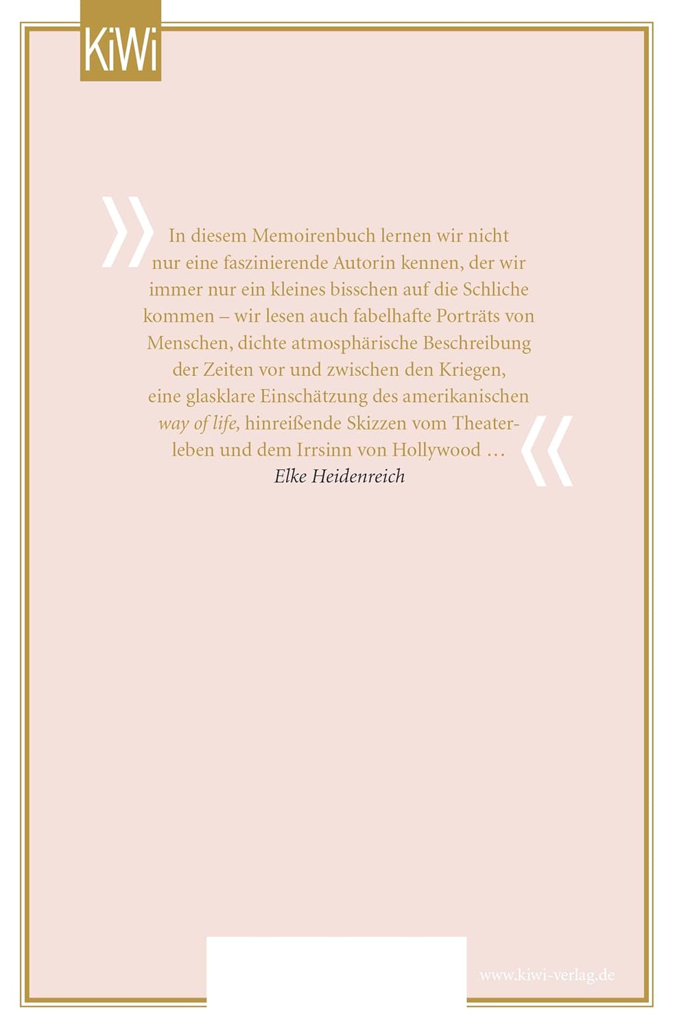 Es war alles ganz anders: Erinnerungen von Vicki Baum Back Cover