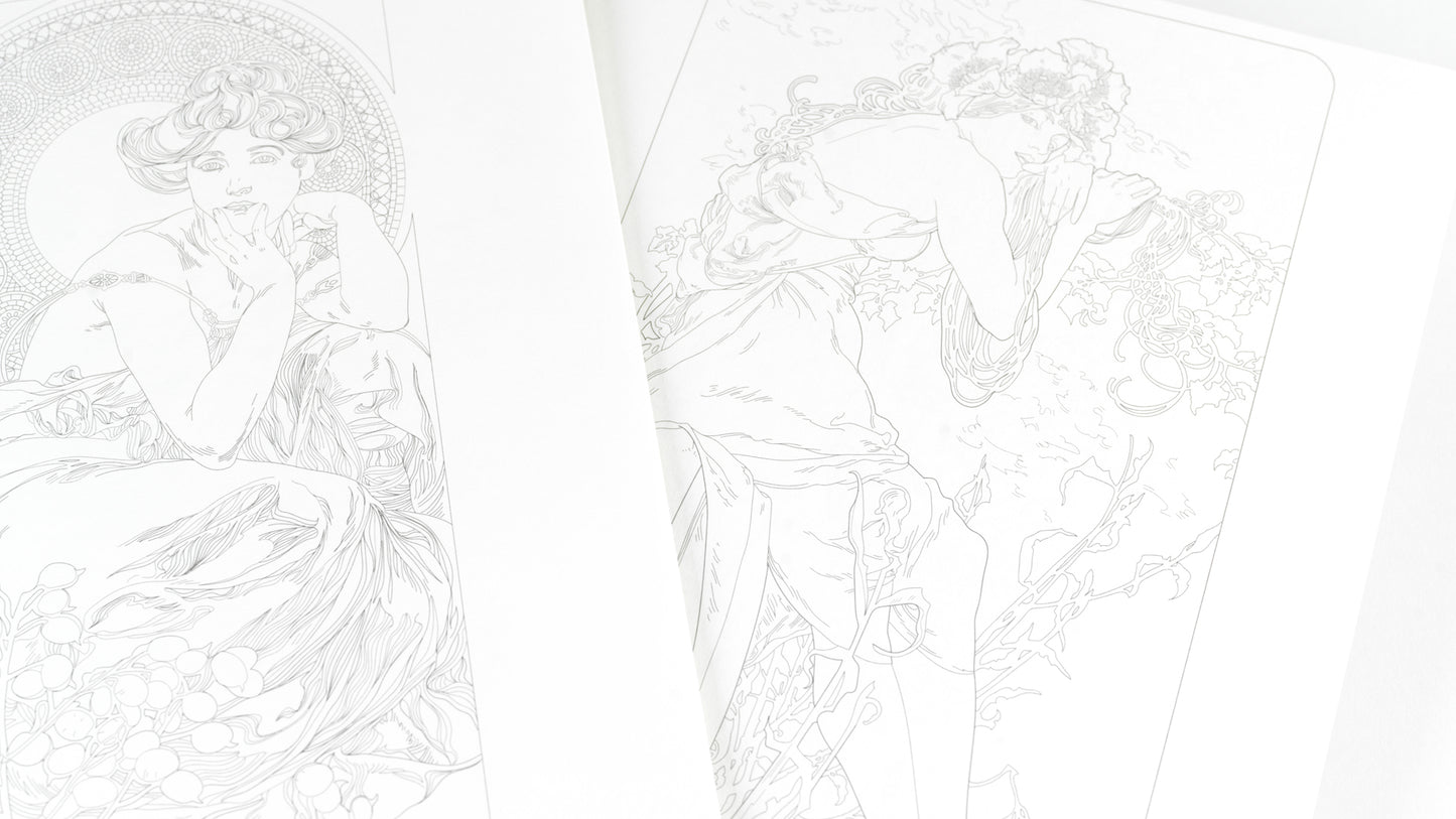 Alphonse Mucha Coloring Book by Pepin Press Inner Page