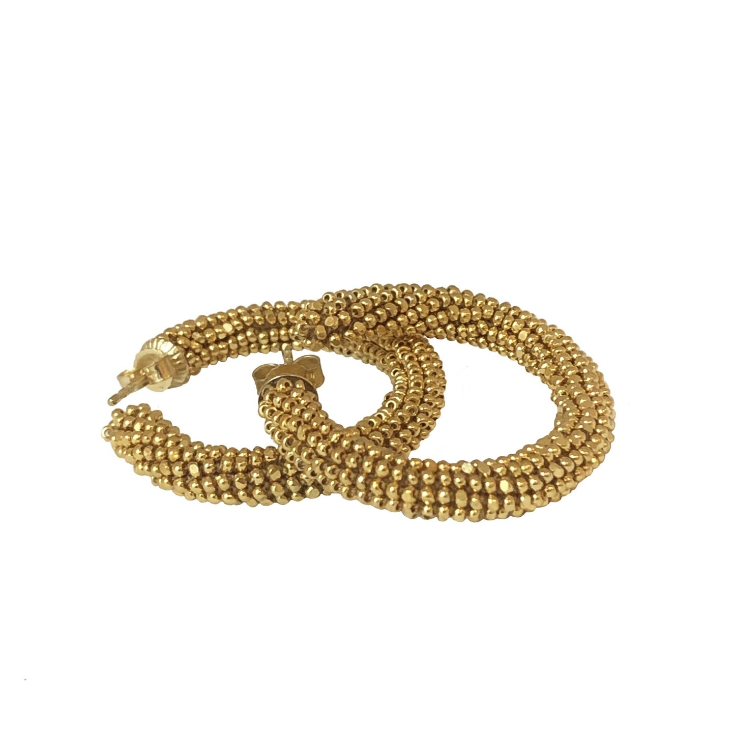 Bohemian Glass Bead Hoop Earrings - Gold-plated glass beads