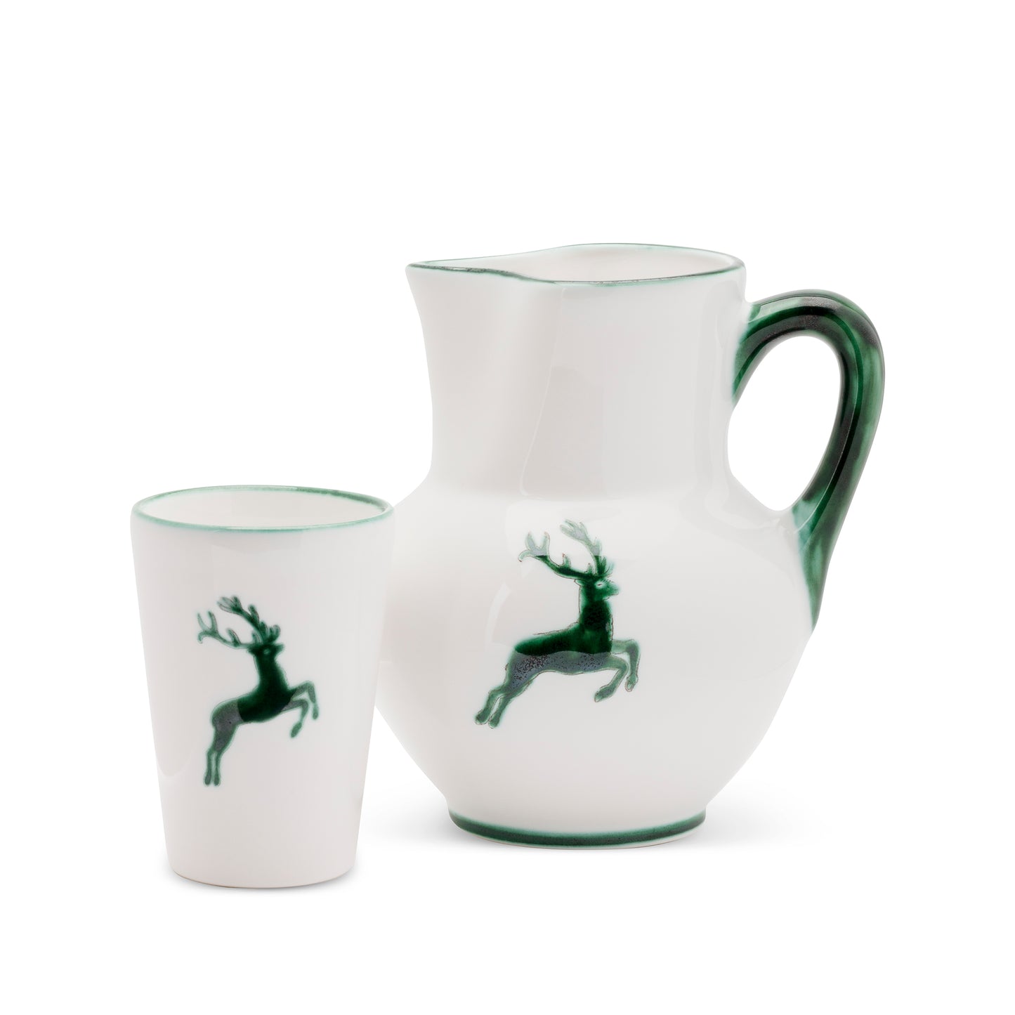 Green Leaping Stag tumbler with large pitcher