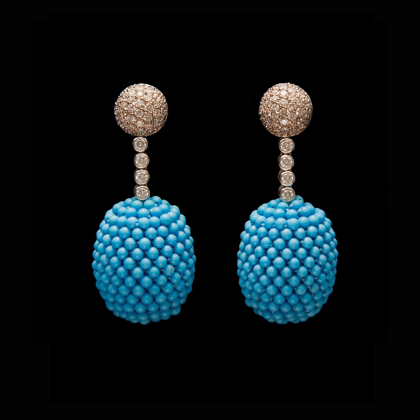 A. E. Köchert Diamond and Beaded Turquoise Earrings