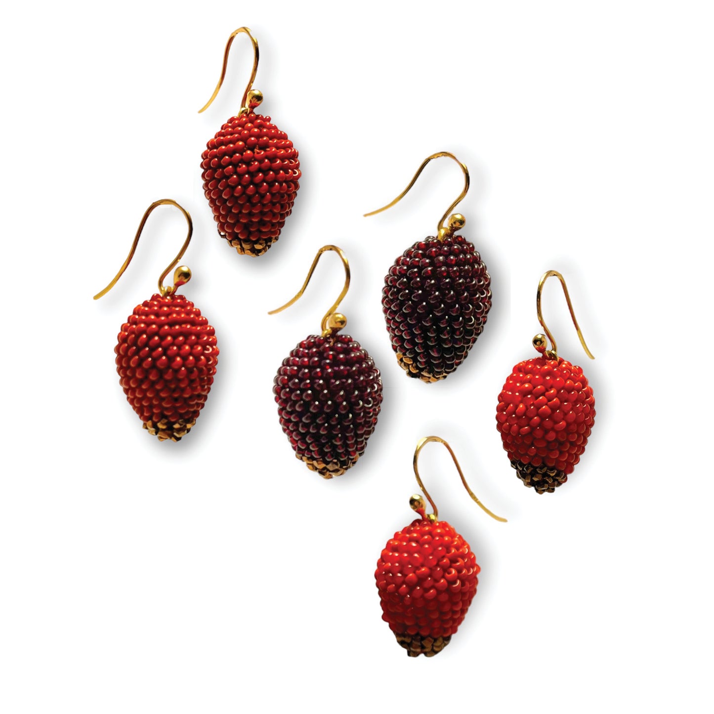 Vintage Bohemian Glass Bead Rosebud Earrings
