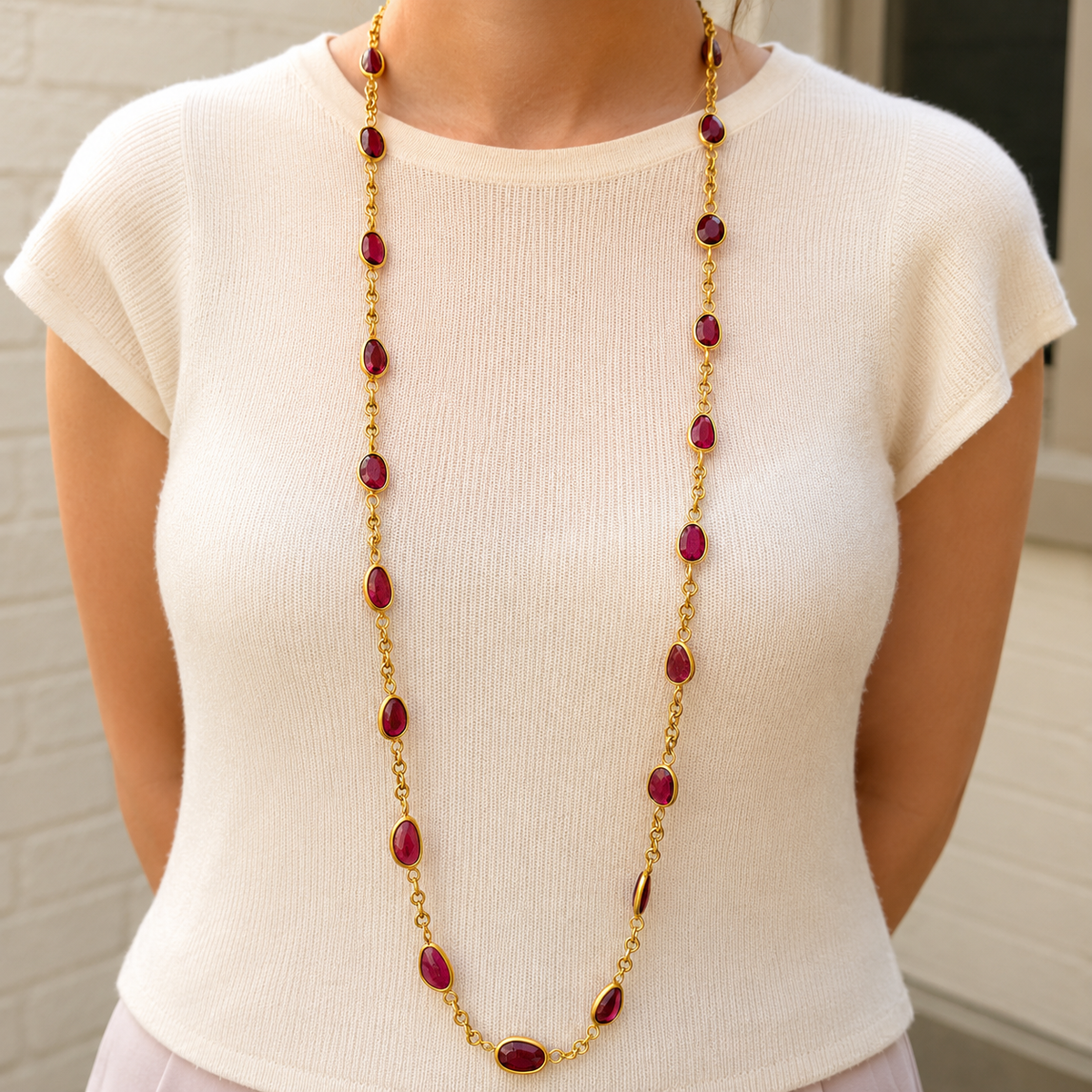 Gem Palace Rubellite Link Necklace