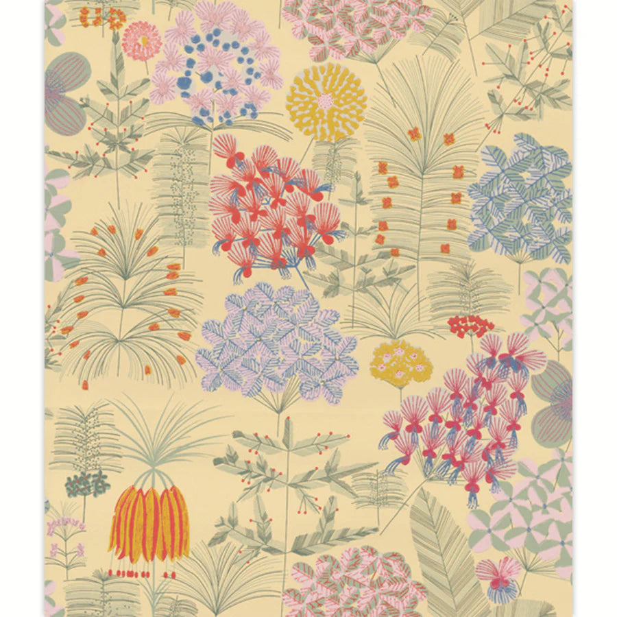 Rix Fantasy Flower Garden Wallpaper, yellow