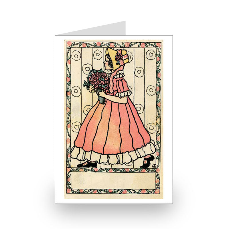 Artist Unknown, Signed ET, Girl with Bouquet of Flowers, 1910 [Single Card]