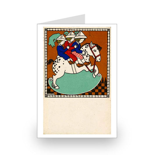 Josef Divéky, Rocking Horse with Three Children, 1909 [Single Card]