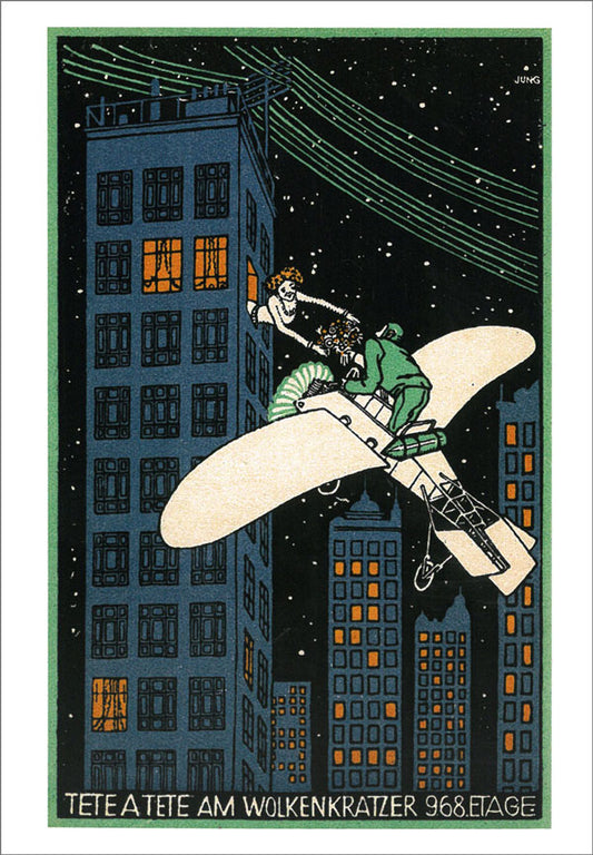 Moriz Jung: Tête-à-Tête on the 968th Floor of a Skyscraper, 1911 [Postcard]