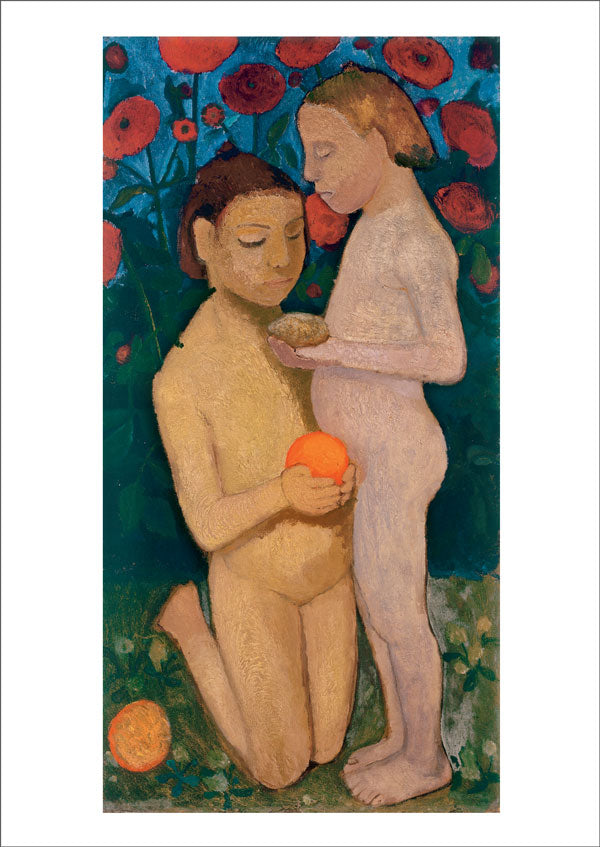 Paula Modersohn-Becker: Standing and Kneeling Nude Girls in Front of Poppies II [Postcard]