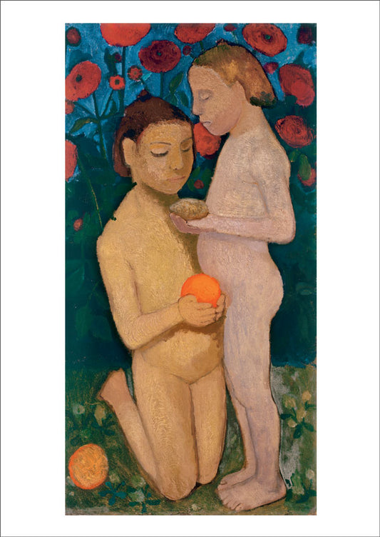 Paula Modersohn-Becker: Standing and Kneeling Nude Girls in Front of Poppies II [Postcard]