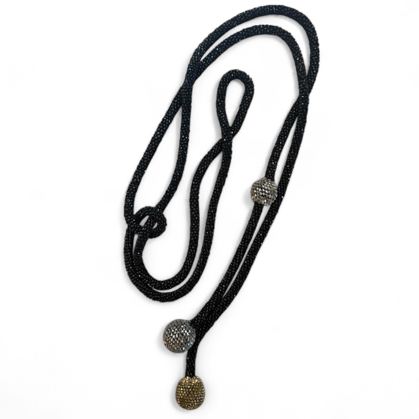 Vintage Bohemian Glass Bead Lariat Necklace