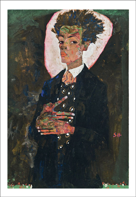 Egon Schiele: Self-Portrait with Peacock Waistcoat, Standing [Postcard]