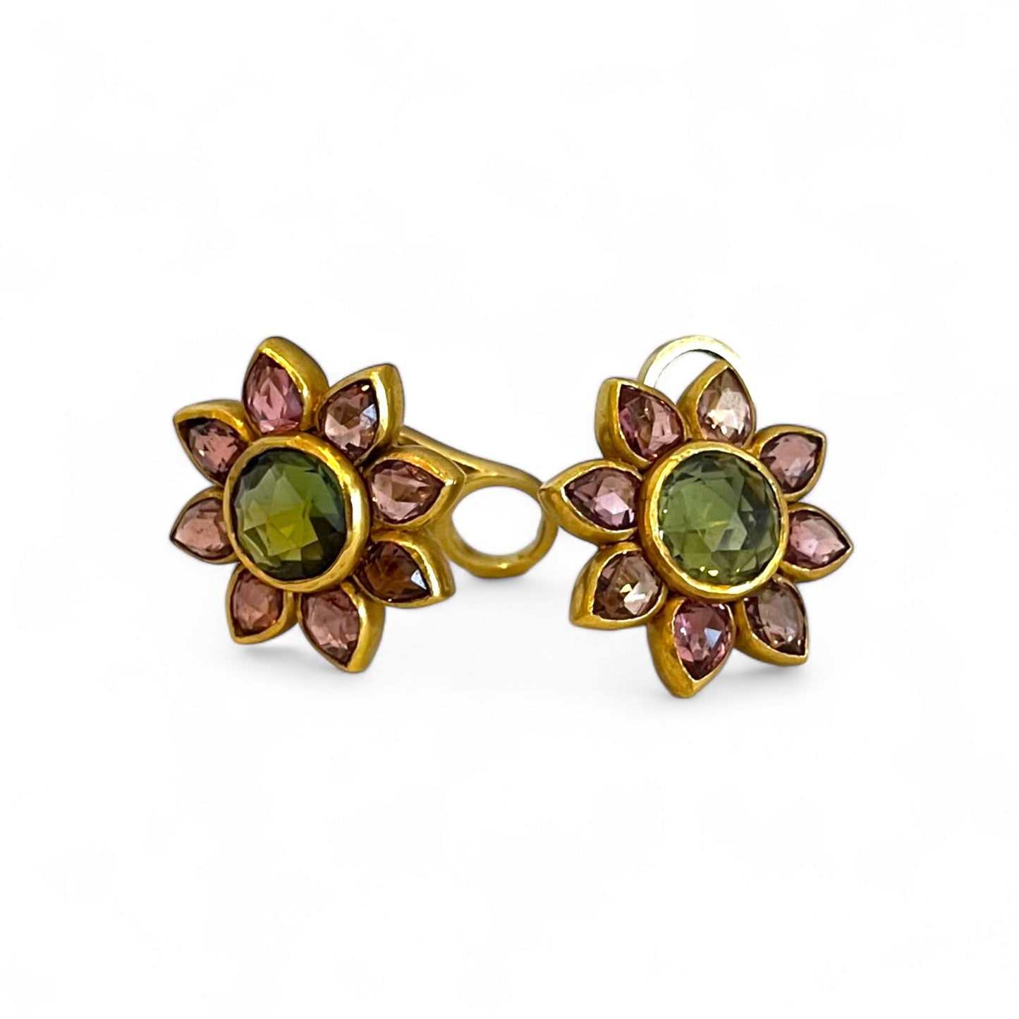 Gem Palace Flower Clip Earrings