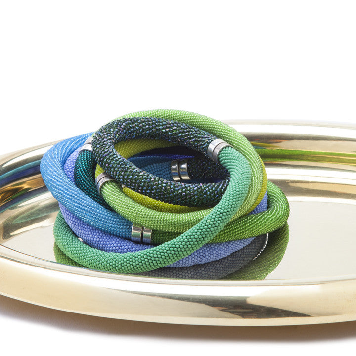 Glass Bead Bracelets (shown with brass tray)