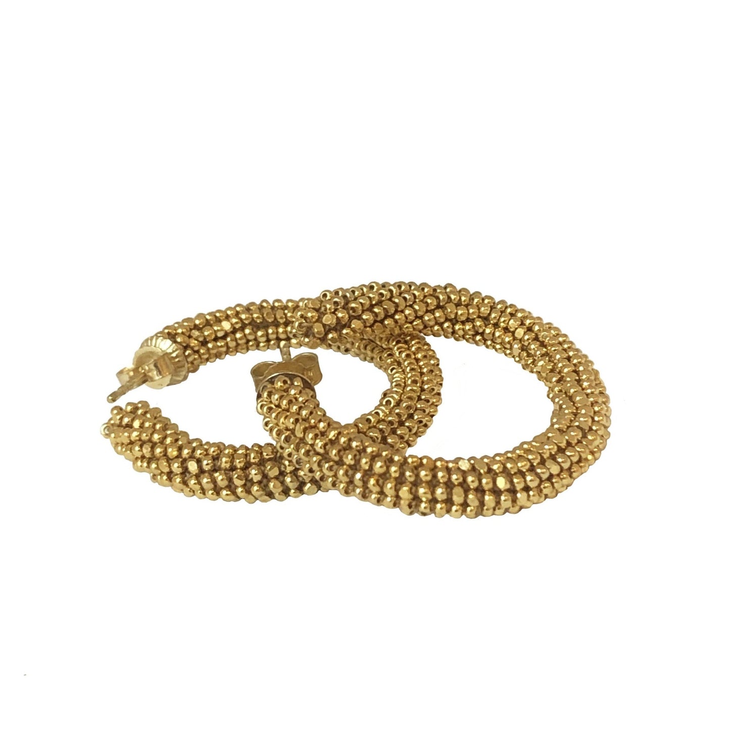Bohemian Glass Bead Hoop Earrings - Gold-plated glass beads