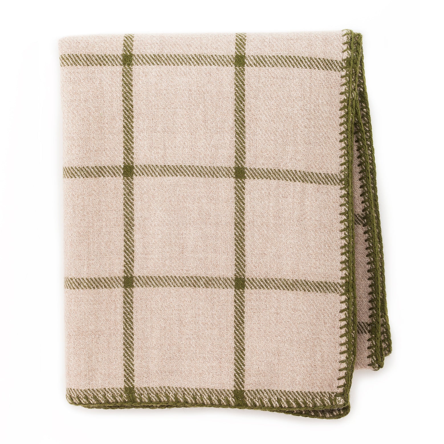 Alpine Throw - Taupe with forest windowpane check