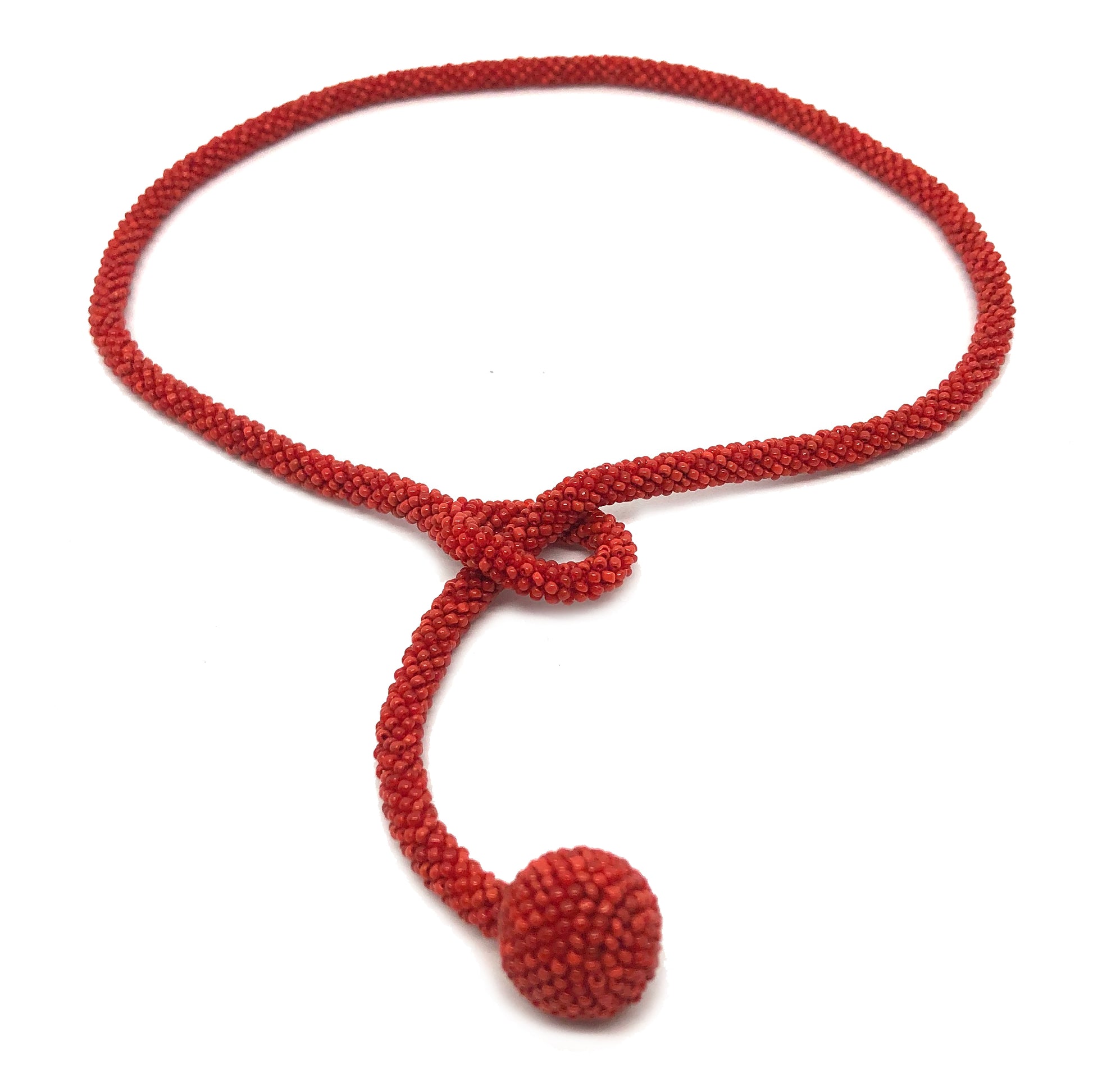 Bohemian Glass Bead Ball and Loop Necklace