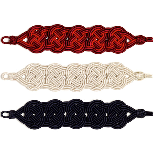 Passementerie Bracelet: cerise red, ivory and midnight blue
