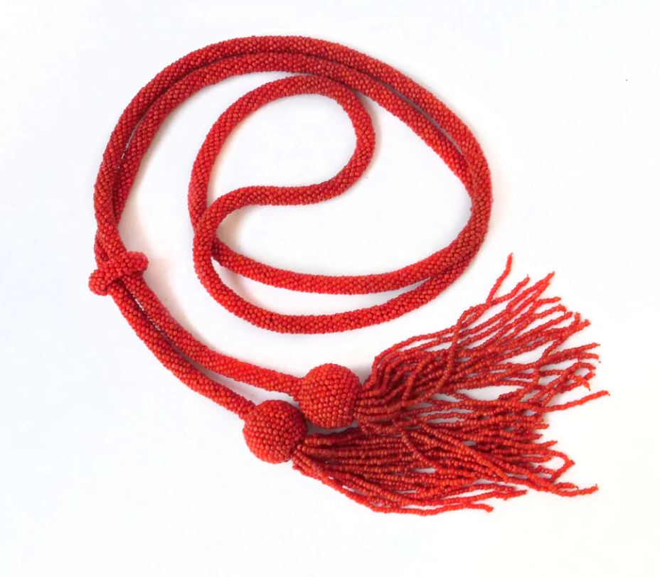 Vintage Bohemian Glass Bead Lariat Necklace