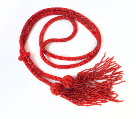 Vintage Bohemian Glass Bead Lariat Necklace