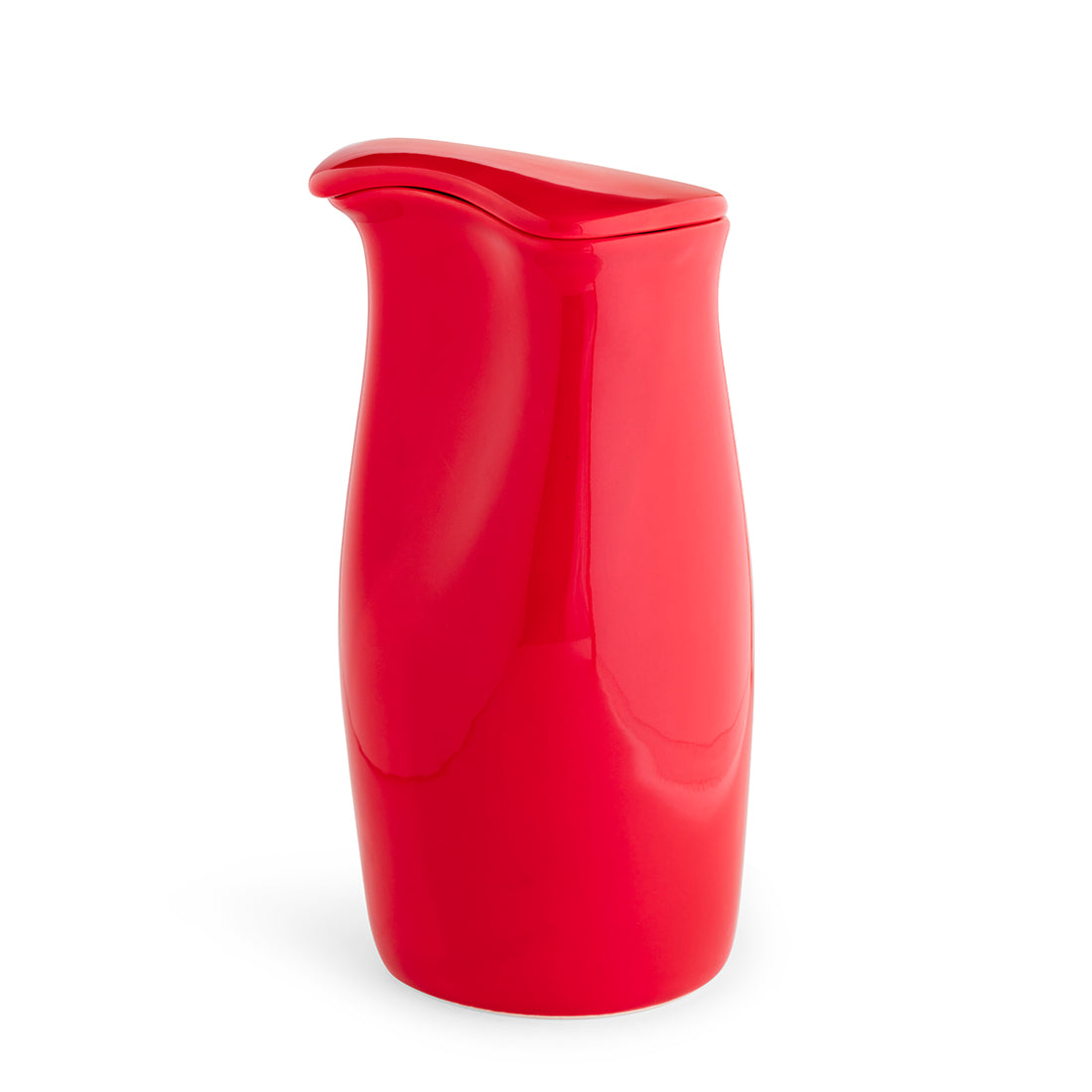 Red Porcelain Lidded Icebox Pitcher