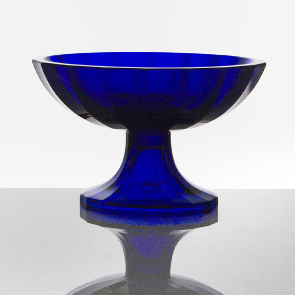 Cobalt Blue Facet-Cut Pedestal Bowl