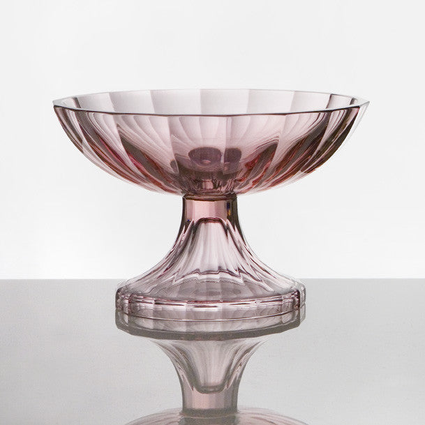 Rose Pink Facet-Cut Pedestal Bowl