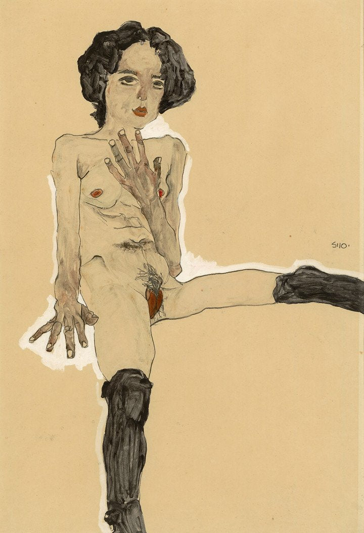 "Seated Female Nude with Black Stockings", 1910.