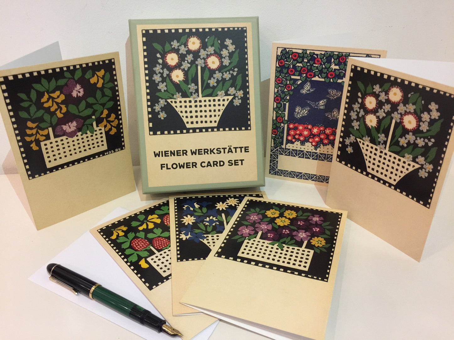 The Wiener Werkstätte Flower Card Set; 16 cards total.