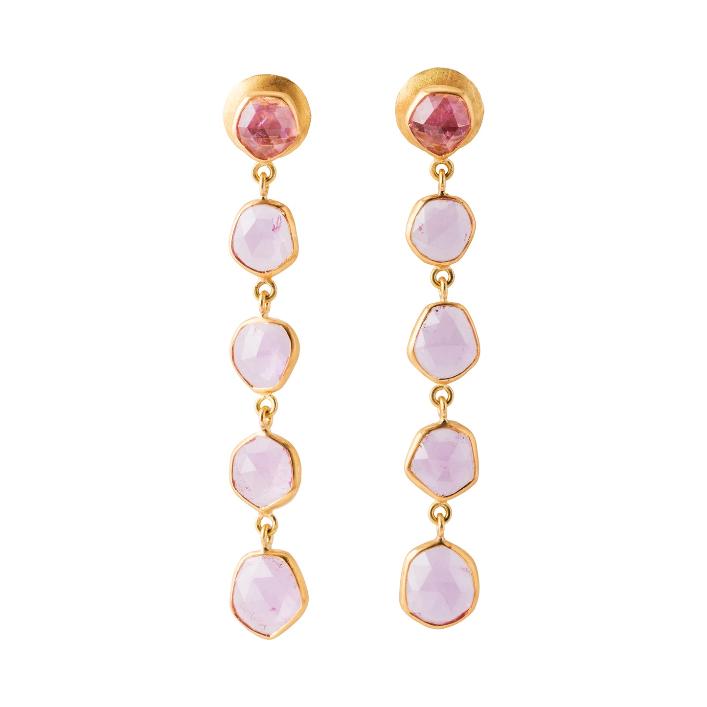Dangle Earrings, Pink Sapphire and 22 Karat Gold