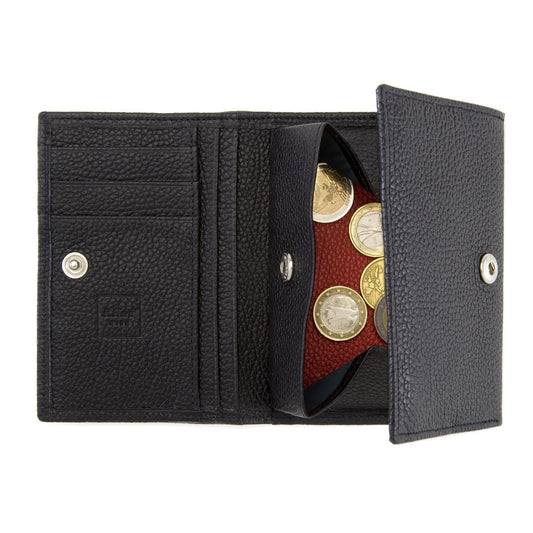 Black Leather Wallet with Coin Purse