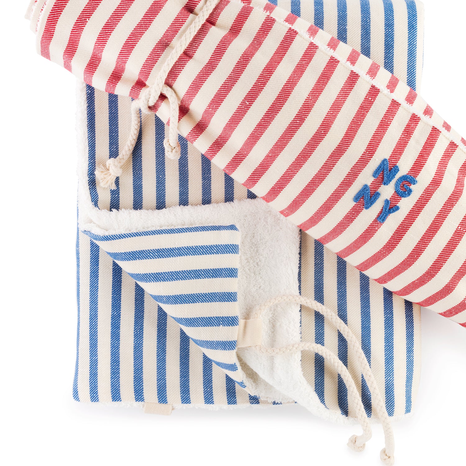 Abbazia Roll-up Towel, Blue & Red