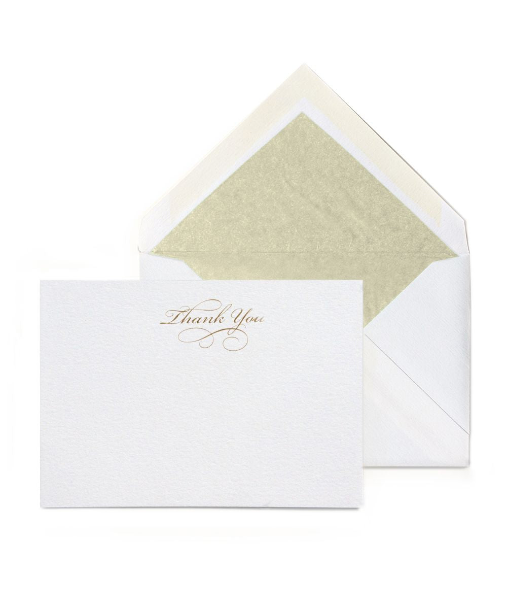 Gold Script Thank You Stationery
