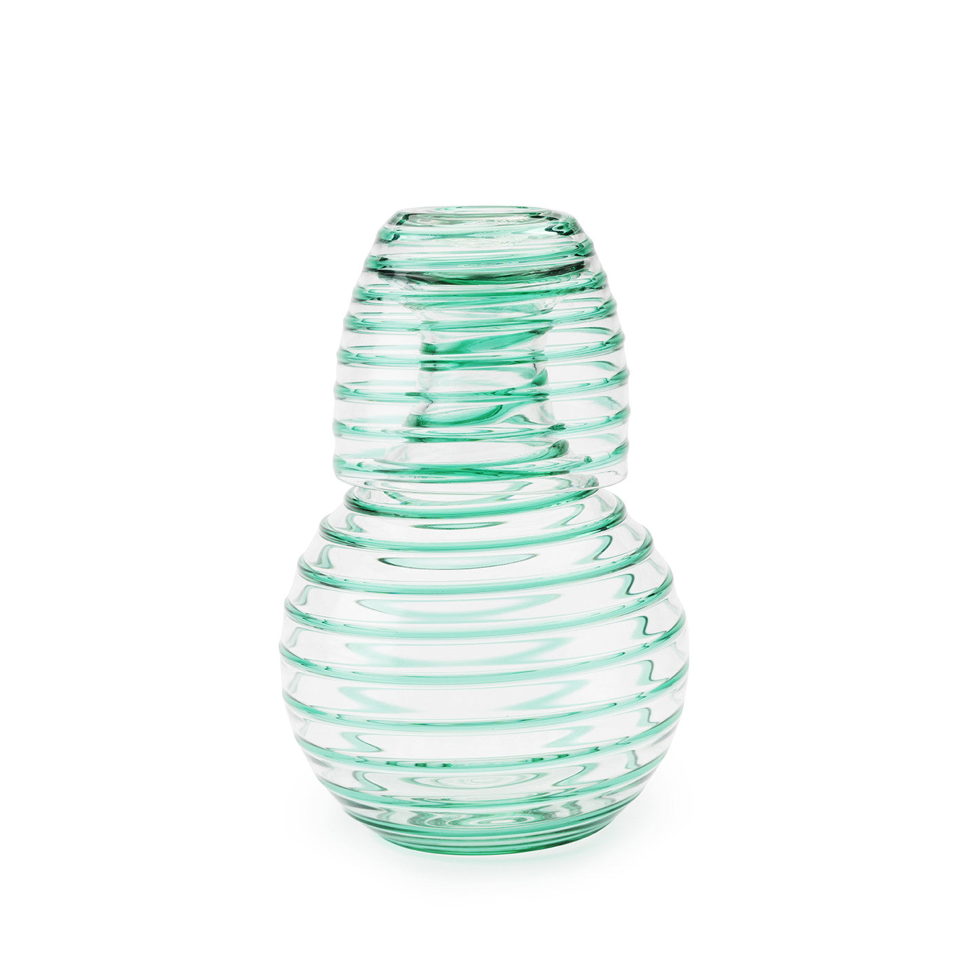 Venetian Green Spiral Glass Carafe and Tumbler
