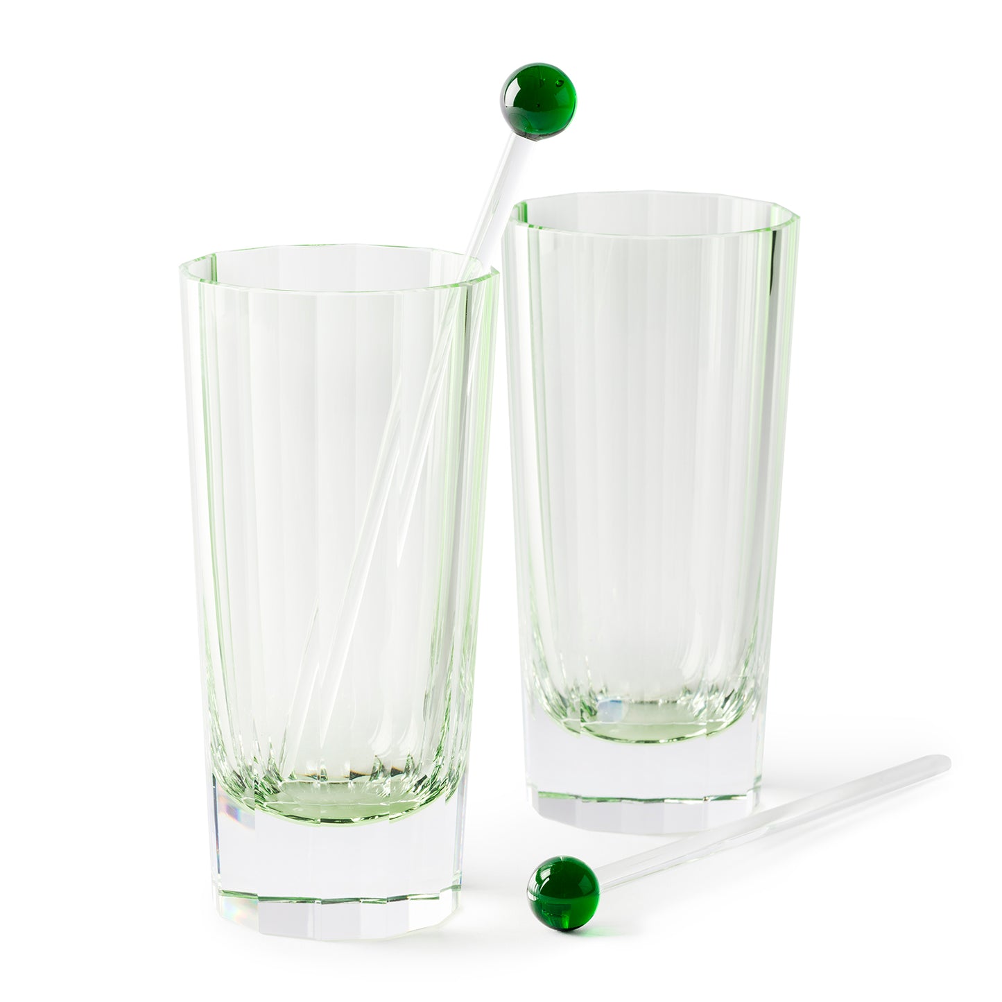 Glass Drinks Stirrer with green accent