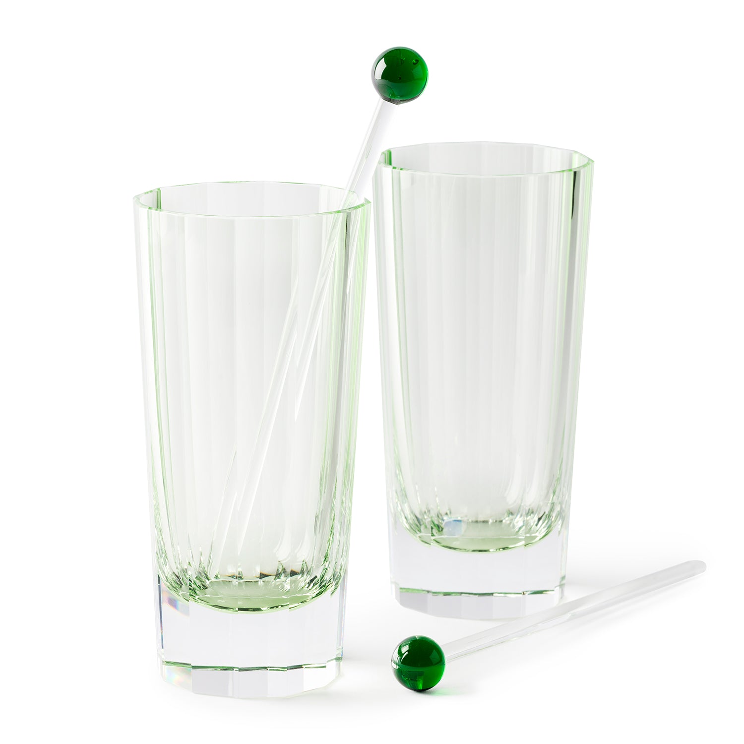 Glass Drinks Stirrer with green accent