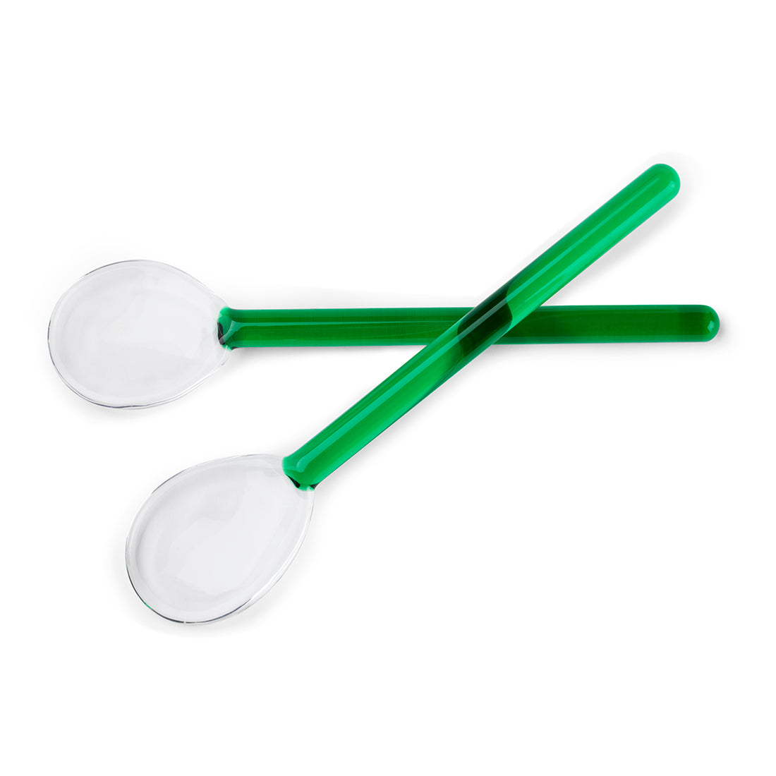 YALI Glass Gelato Spoons - clear with emerald handle