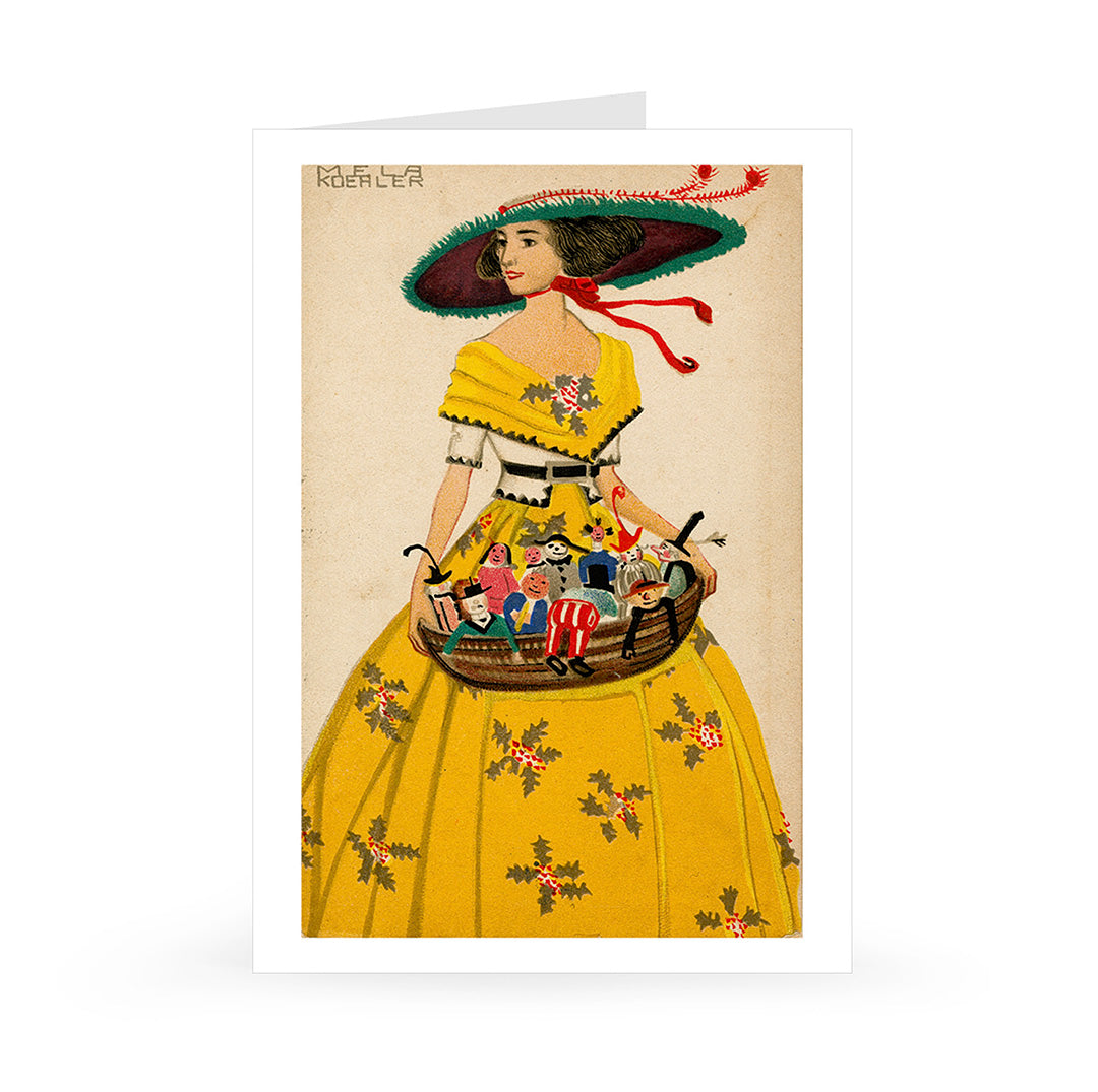 Mela Koehler: Christmas Card, Yellow Dress, 1912 [Single Card]