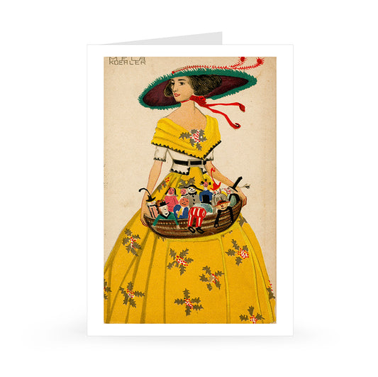Mela Koehler: Christmas Card, Yellow Dress, 1912 [Single Card]