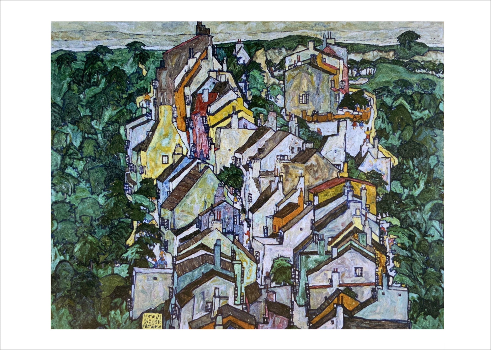 Egon Schiele: Town among Greenery [Postcard]