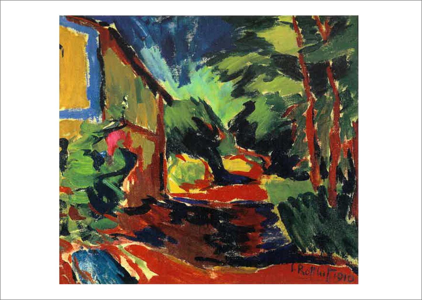 Karl Schmidt-Rotluff: Landscape with House and Trees (Dangast before the Storm) [Postcard]
