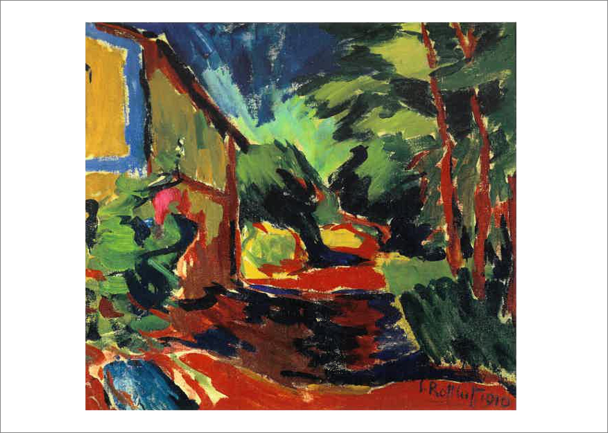 Karl Schmidt-Rotluff: Landscape with House and Trees (Dangast before the Storm) [Postcard]